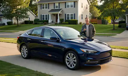 Car delivered to a driveway in Burlington, Vermont, United States