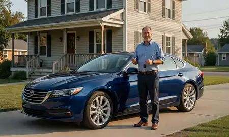 Car delivered to a driveway in Castleton Four Corners, Vermont, United States