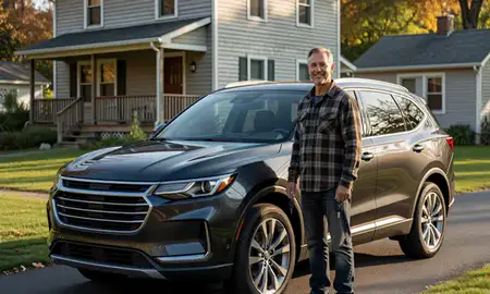 Car delivered to a driveway in East Barre, Vermont, United States