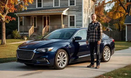 Car delivered to a driveway in Enosburg Falls, Vermont, United States