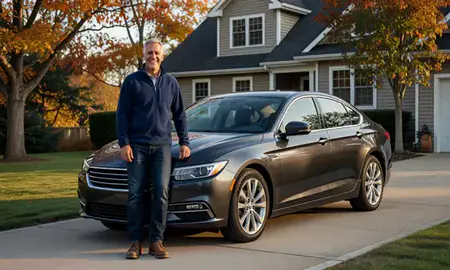 Customer with their delivered car in Essex Junction, Vermont, United States