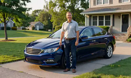 Car delivered to a driveway in Essex Junction, Vermont, United States