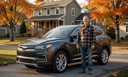 Car delivered to a driveway in Jeffersonville, Vermont, United States