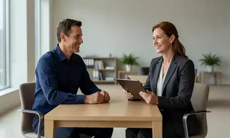 Customer discussing car shipping options in Manchester Center, Vermont, United States