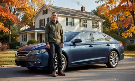 Customer with their delivered car in Montpelier, Vermont, United States