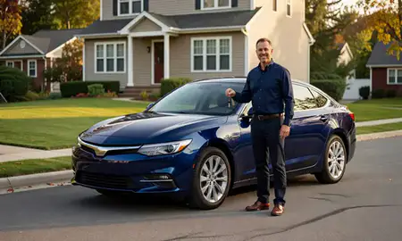 Car delivered to a driveway in Morrisville, Vermont, United States