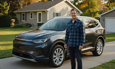 Car delivered to a driveway in Newport, Vermont, United States