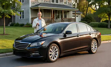 Car delivered to a driveway in Orleans, Vermont, United States