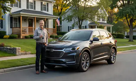 Car delivered to a driveway in Rutland, Vermont, United States