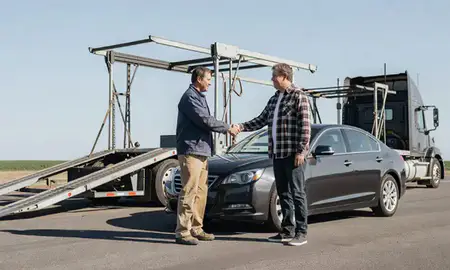 Vehicle owner beside their delivered car in Rutland, Vermont, United States