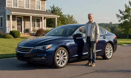 Car delivered to a driveway in South Barre, Vermont, United States