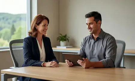 Customer discussing car shipping options in South Burlington, Vermont, United States