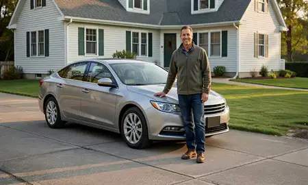 Customer with their delivered car in Underhill Flats, Vermont, United States