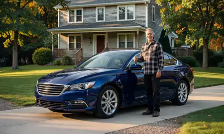 Car delivered to a driveway in White River Junction, Vermont, United States