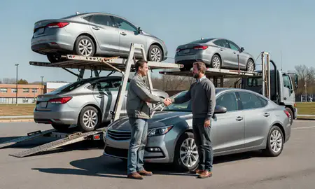 Vehicle owner beside their delivered car in White River Junction, Vermont, United States