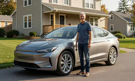 Car delivered to a driveway in Winooski, Vermont, United States