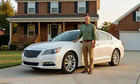 Customer with their delivered car in Virginia, United States