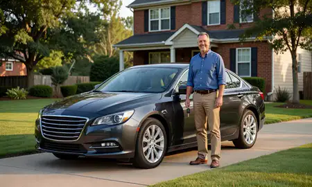 Car delivered to a driveway in Virginia, United States