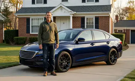 Customer with their delivered car in Alexandria, Virginia, United States