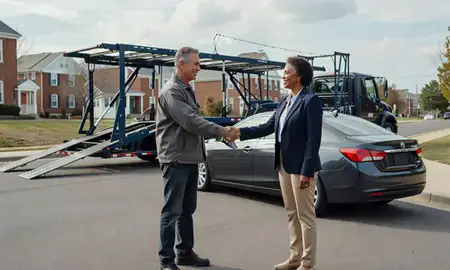 Vehicle owner beside their delivered car in Alexandria, Virginia, United States