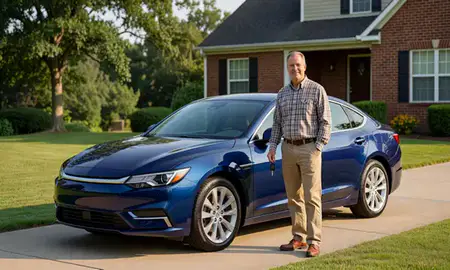 Car delivered to a driveway in Blacksburg, Virginia, United States