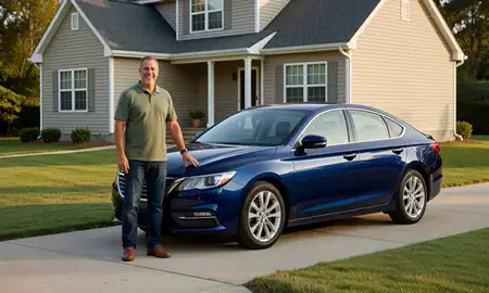 Customer with their delivered car in Burke, Virginia, United States