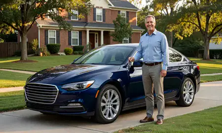 Car delivered to a driveway in Burke, Virginia, United States