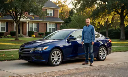 Car delivered to a driveway in Centreville, Virginia, United States