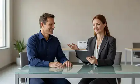 Customer discussing car shipping options in Centreville, Virginia, United States