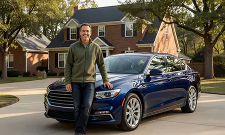 Customer with their delivered car in Charlottesville, Virginia, United States