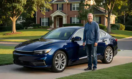 Car delivered to a driveway in Charlottesville, Virginia, United States