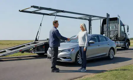 Vehicle owner beside their delivered car in Charlottesville, Virginia, United States