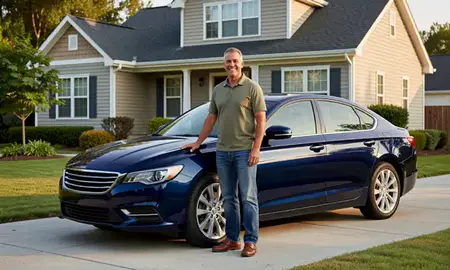 Customer with their delivered car in Chesapeake, Virginia, United States