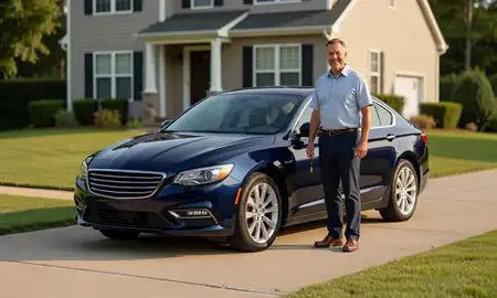 Car delivered to a driveway in Chesapeake, Virginia, United States