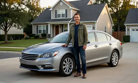 Customer with their delivered car in Dale City, Virginia, United States