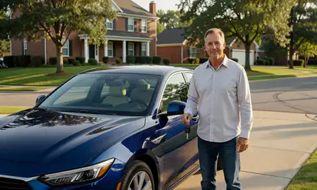Car delivered to a driveway in Fredericksburg, Virginia, United States