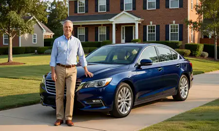Customer with their delivered car in Hampton, Virginia, United States