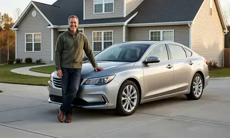 Customer with their delivered car in Lake Ridge, Virginia, United States