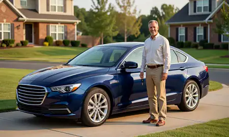 Car delivered to a driveway in Lake Ridge, Virginia, United States