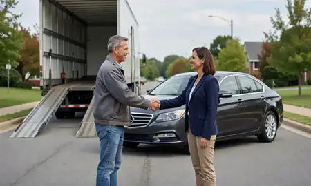 Vehicle owner beside their delivered car in Leesburg, Virginia, United States