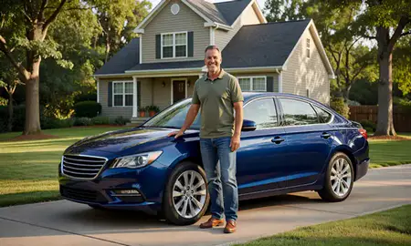 Customer with their delivered car in Lynchburg, Virginia, United States