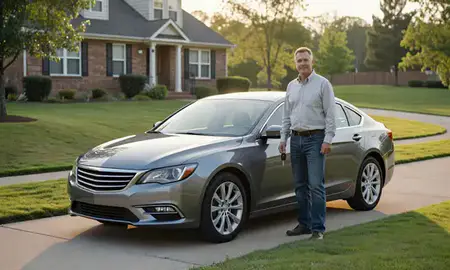 Car delivered to a driveway in Lynchburg, Virginia, United States