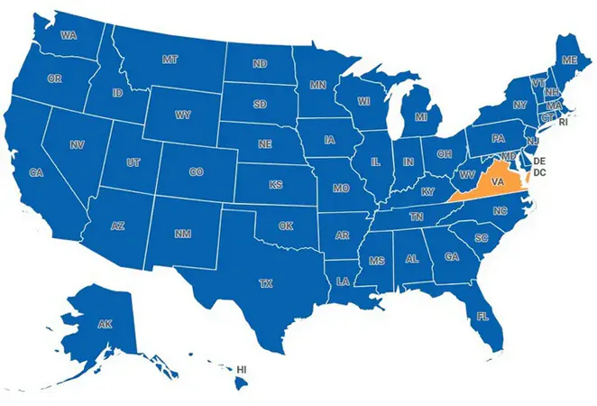 Map of Virginia, United States