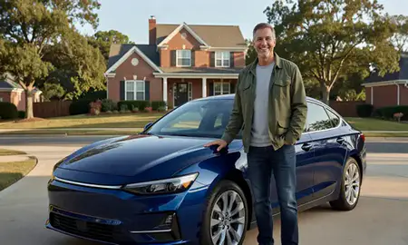Customer with their delivered car in McLean, Virginia, United States