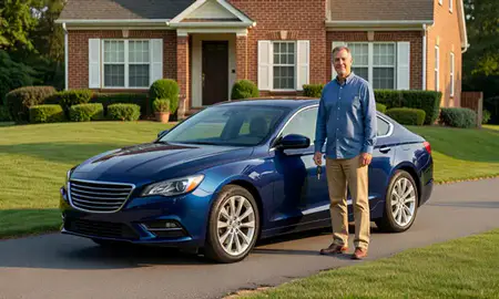 Car delivered to a driveway in McLean, Virginia, United States