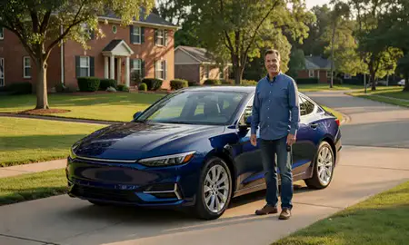 Car delivered to a driveway in Newport News, Virginia, United States