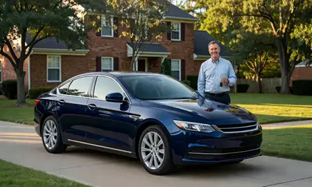 Car delivered to a driveway in Norfolk, Virginia, United States