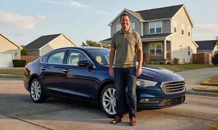 Customer with their delivered car in Portsmouth, Virginia, United States