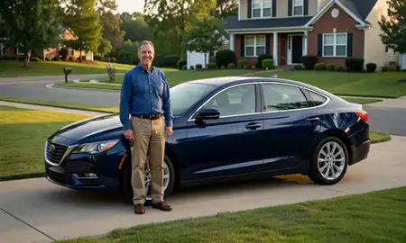 Car delivered to a driveway in Portsmouth, Virginia, United States
