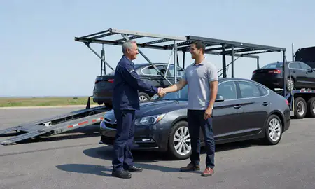 Vehicle owner beside their delivered car in Portsmouth, Virginia, United States